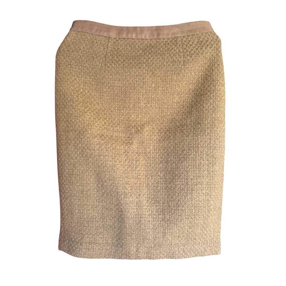 Boden Tan Wool Blend Boucle Pencil Skirt Grosgrain Waist WG454 Womens US 4R